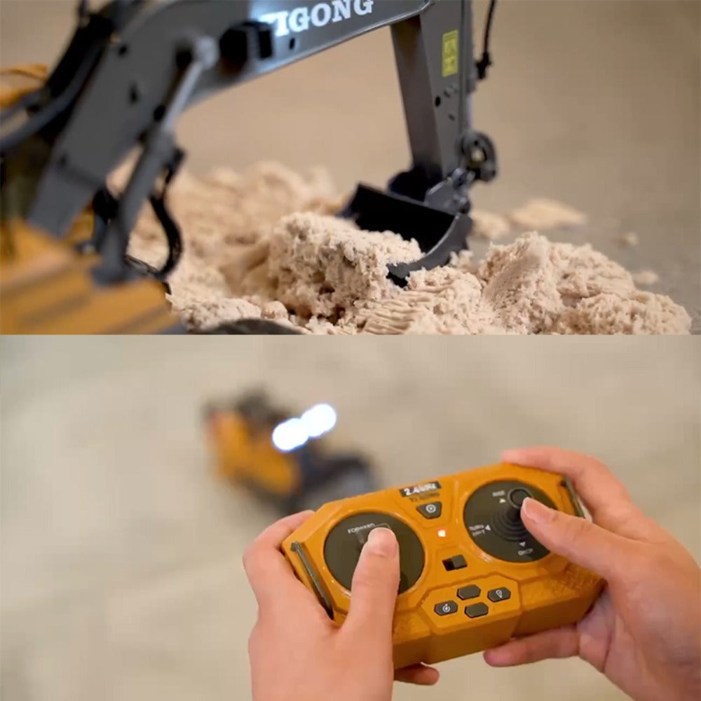 RC Construction Vehicle Toy Set 2.4GHz Remote Control Excavator Bulldozer Dump Truck Loader with Alloy Head LED Lights & Sounds – Engineering Toy for Boys Girls Kids Ages 6+ Birthday Christmas Gift