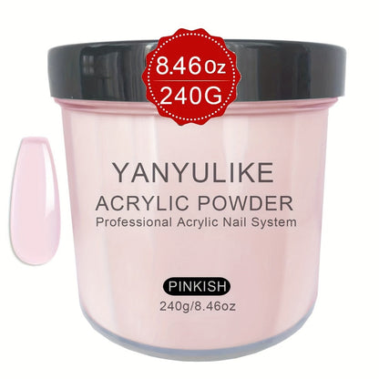 Acrylic Nail Powder 8oz Professional Clear Pink Nude White Fast Set No Lamp Required for Nail Extensions 3D Nail Art Carving Salon Quality Bulk Powder for Beginners Techs