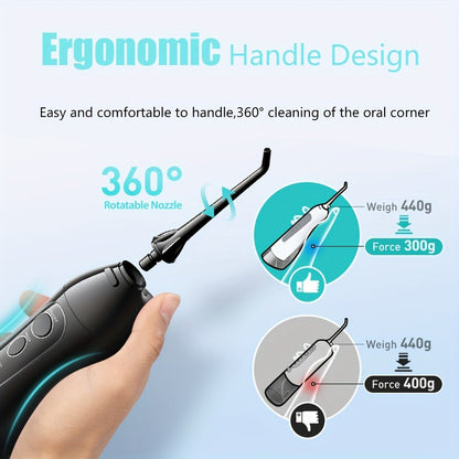 Rechargeable Oral Irrigator Cordless Water Flosser — 300ml Tank, Deep Gum & Teeth Cleaning, Quiet Operation, Travel-Ready Portable Design, Gold Accent Colors Black White Pink, Gift for Women