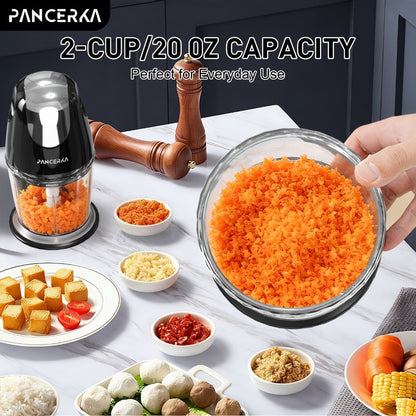 Electric Food Chopper Mini Food Processor – One-Touch 600ml Vegetable Chopper with 4 Stainless Steel Blades, Meat Grinder Blender for Garlic, Fruits, Smoothie, Puree, Black
