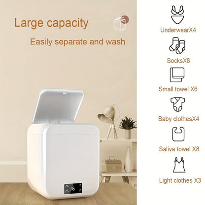 Mini Washing Machine Pure Copper Motor High Torque 4 Washing Modes Portable Washer for Underwear Socks Baby Clothes Separate Washing Anti Cross-Infection White