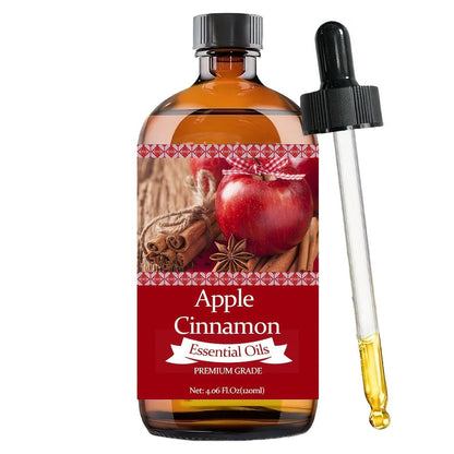 Apple Cinnamon Essential Oil 120ml with Aloe Vera & Jojoba Oil 100% Pure Aromatherapy Moisturizing Perfume Oil for Skin Hair Nail Care Massage Diffuser Gift for Women Men 4.06 Fl.Oz