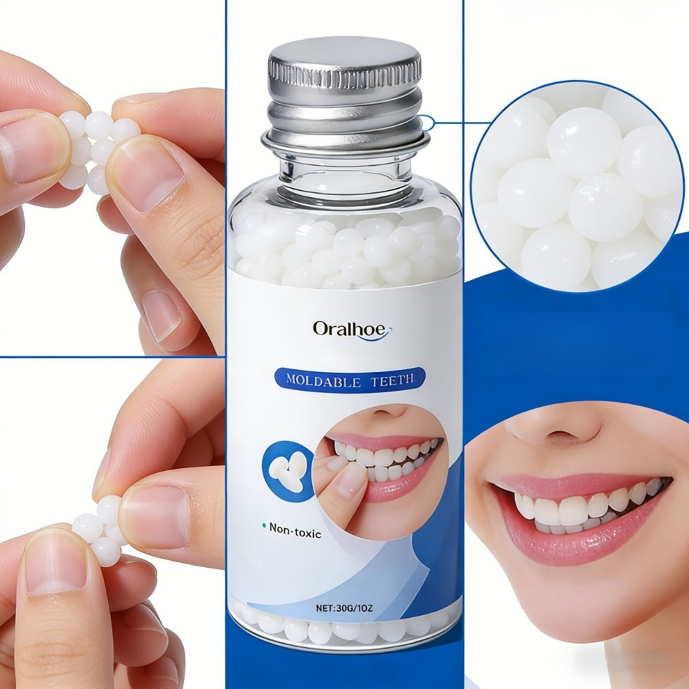 Temporary False Tooth Kit DIY Cosmetic Dental Repair Moldable Thermoplastic Realistic Fit for Missing Broken Chipped Teeth Secure for Eating Daily Wear Men Women Elderly 30g