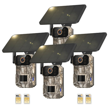 4G LTE Cellular Trail Camera with Solar Panel – 4K Wildlife Monitoring Camera, PIR Motion Sensor, Infrared Night Vision, Two-Way Voice, Remote Access, No WiFi Required, for Hunting & Security (Camo/Brown)