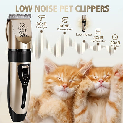 Dog Grooming Kit USB Rechargeable Electric Clippers Ceramic Blade Pet Hair Trimmer with Brush Comb Set for Cats Dogs Golden Red Grey Beauty Sets