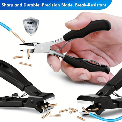 Concave Blade Wide Jaw Nail Clippers for Thick Toenails 5pcs Set Heavy Duty Stainless Steel Ingrown Toenail Trimmer Professional Pedicure Tool for Seniors Men Elderly