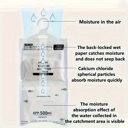 Hanging Moisture Absorber Bags 10-Pack, Dehumidifier Bags for Closet Wardrobe Bedroom Bathroom, High-Efficiency Moisture Proof Damp Absorbing Home Dehumidification