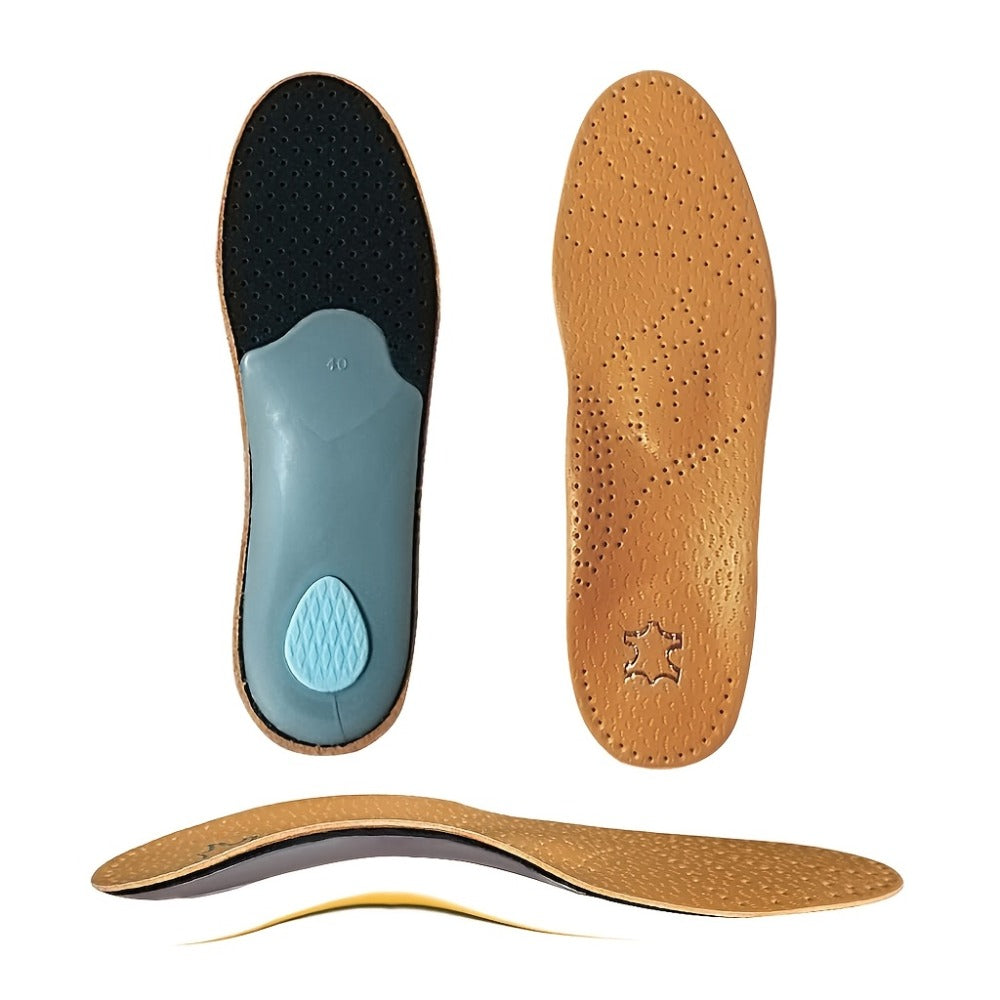 Leather Arch Support Insoles for Men & Women – Cushioned Latex Orthotic Shoe Inserts with Nylon Support for All-Day Comfort and Pain Relief