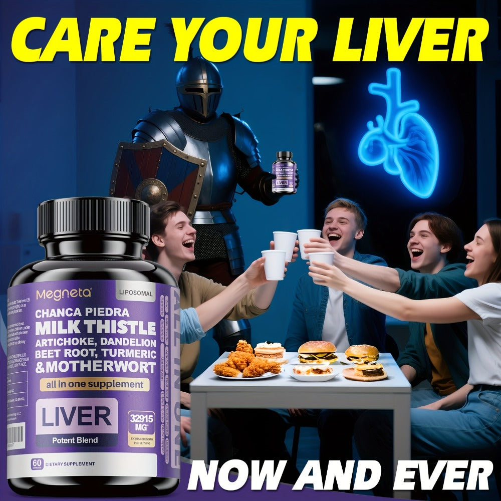 Liver Wellness Supplement 60 Capsules – 24,000mg Milk Thistle, Turmeric & Dandelion Root – Herbal Liver Cleanse & Detox Support Formula – 30 Servings Daily Health Supplement