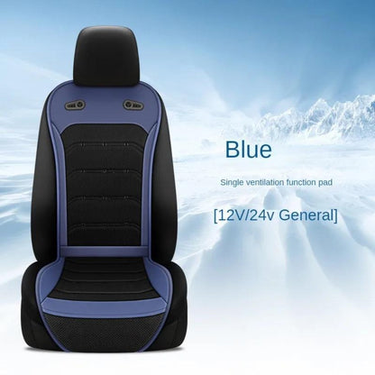 Car Cooling Seat Cushion 24" – Dual Fan 24-Vent Summer Breathable PU Leather Pad, Anti-Slip, Universal Fit for Sedan & Large Vehicles, Brown, Blue, Black