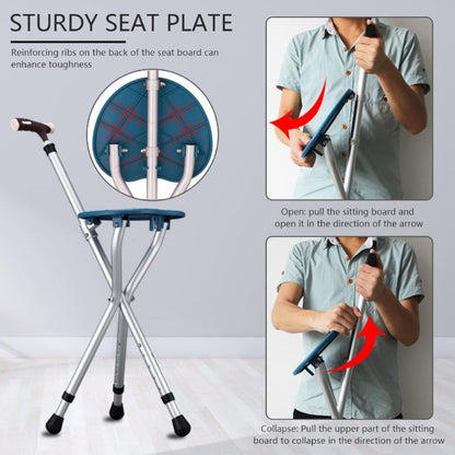 Folding Cane with Seat 440 lbs Capacity, LED Light Telescopic Walking Stick with Height Adjustment & Frosted Handle, Portable Foldable Cane Stool for Seniors Adults