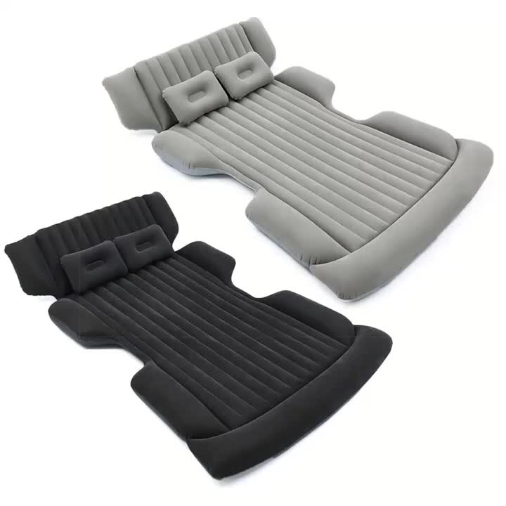Comfortable Thickened Gray/Black Car Inflatable Mattress, Car Accessories, Inflatable Car bed for Truck and SUV Trunk, Foldable and Portable Skin-Friendly Back Seat Mattress, camping gear and equipment