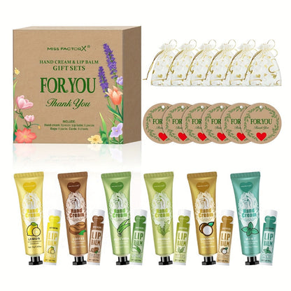Bridal Shower Favors Hand Cream and Lip Balm Gift Set 24pcs Moisturizing with Glycerin Hyaluronic Acid Includes Thank You Cards Heart Shaped Gift Bags for Women Party Favors Baby Shower