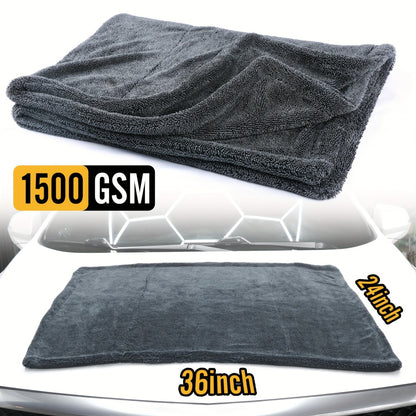 1500GSM Edgeless Car Drying Towel 24"x36" – 70/30 Twisted Loop Microfiber for Cars, Trucks & SUVs, Streak-Free