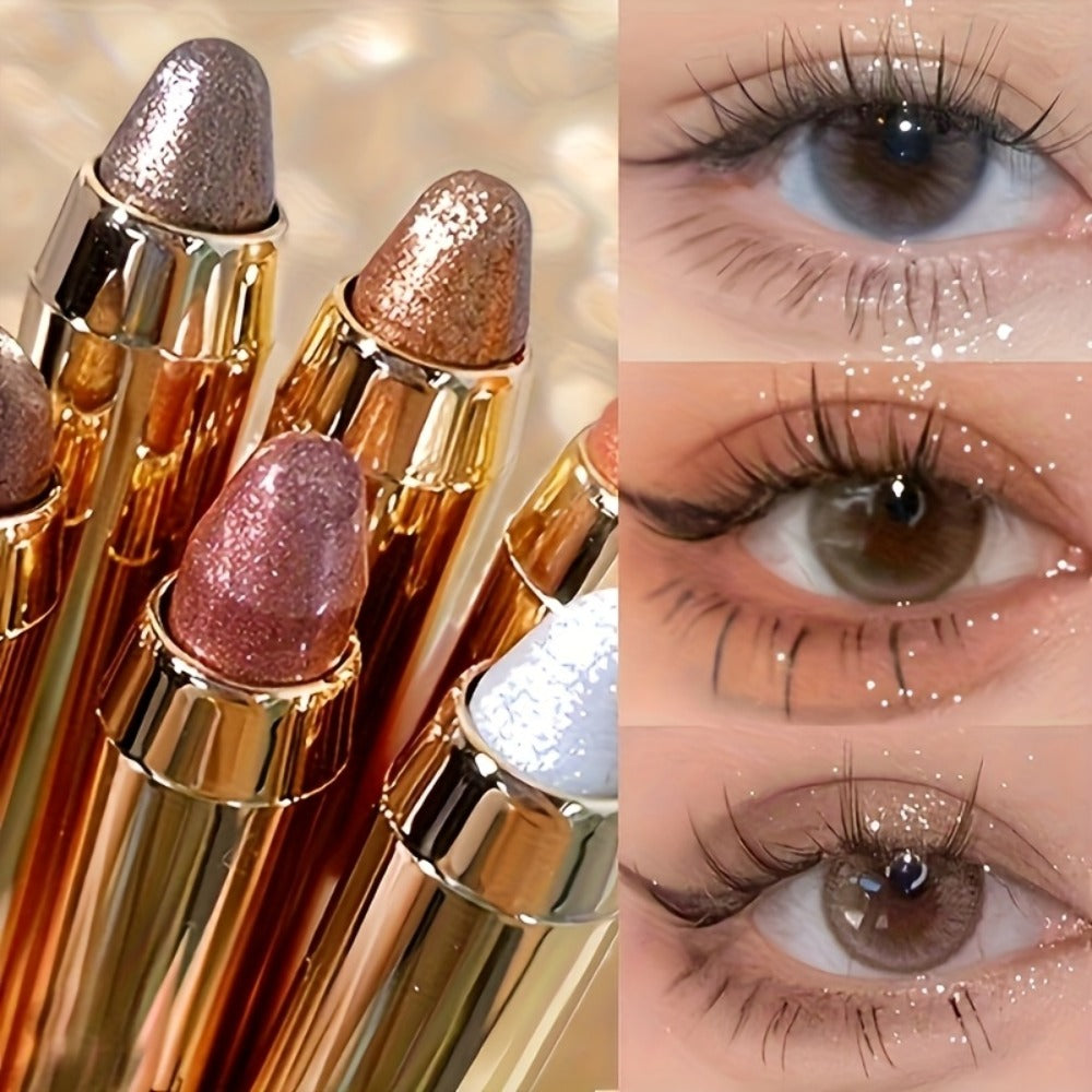 Squalane Shimmer Eyeshadow Stick Set 6 Pcs Double Head Highlighter Pen — One-Touch Luminous Eye Makeup, Plant-Based Formula, Long-Lasting Gift Set for Women & Beginners