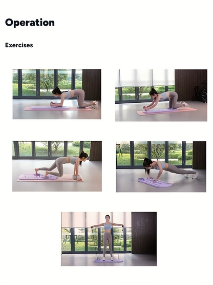 Home Pilates Training Board 8-in-1 – 350LB Capacity, PP Anti-Distortion, Foldable with Resistance Bands & Non-Slip Feet for Shoulders, Abs & Full Body Strength Training