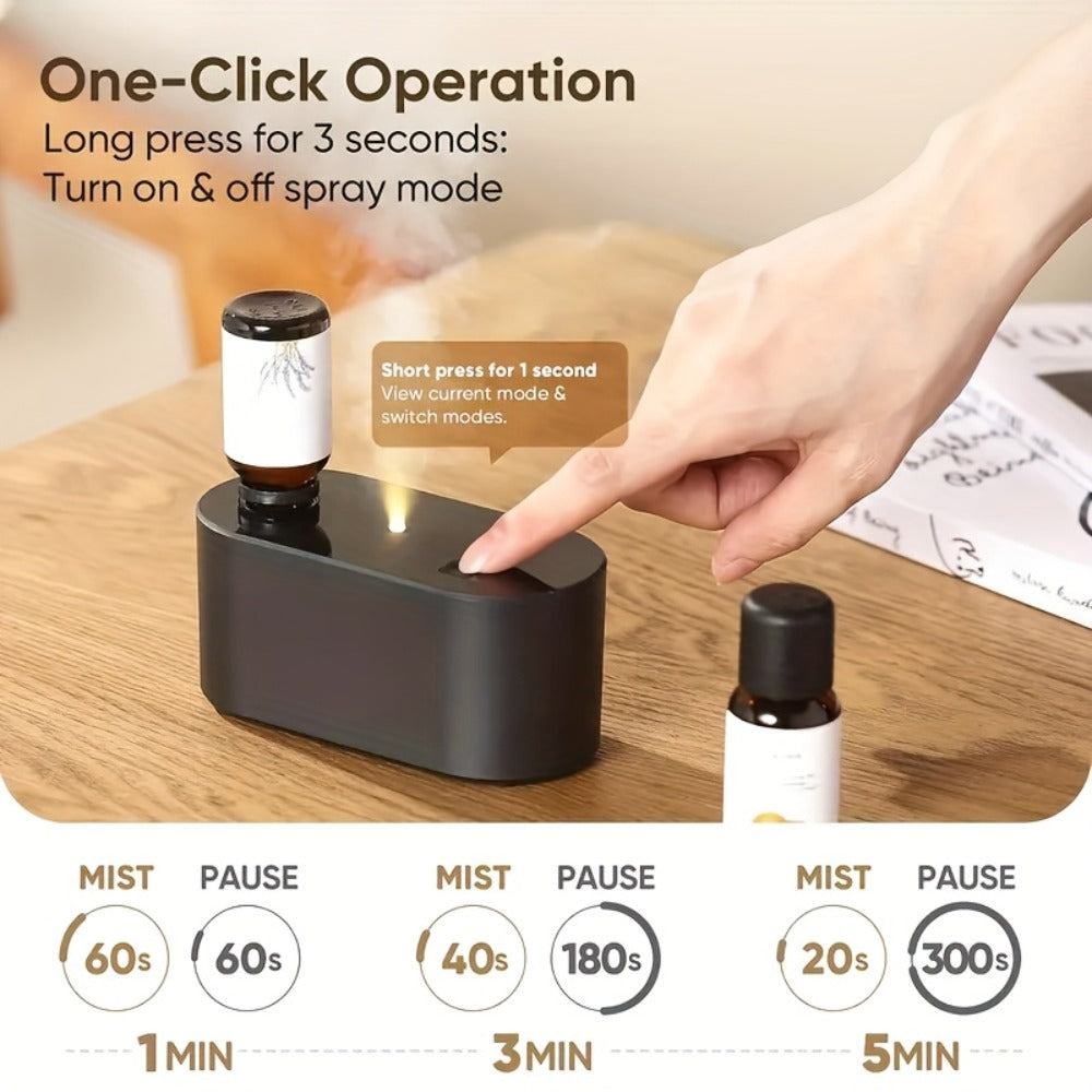 Essential Oil Diffuser Waterless Aroma Diffuser – USB Mini Humidifier, 3 Misting Modes, Color LED Lights, Auto Circulation for Home, Office & Car