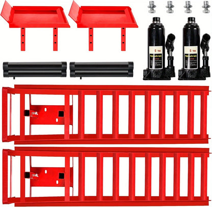 Hydraulic Car Ramps 2-Pack 10000 LB Heavy Duty Vehicle Lift Ramp Adjustable Height 9.84-14.96 Inch for Oil Change Undercarriage Repair Home Garage & Shop