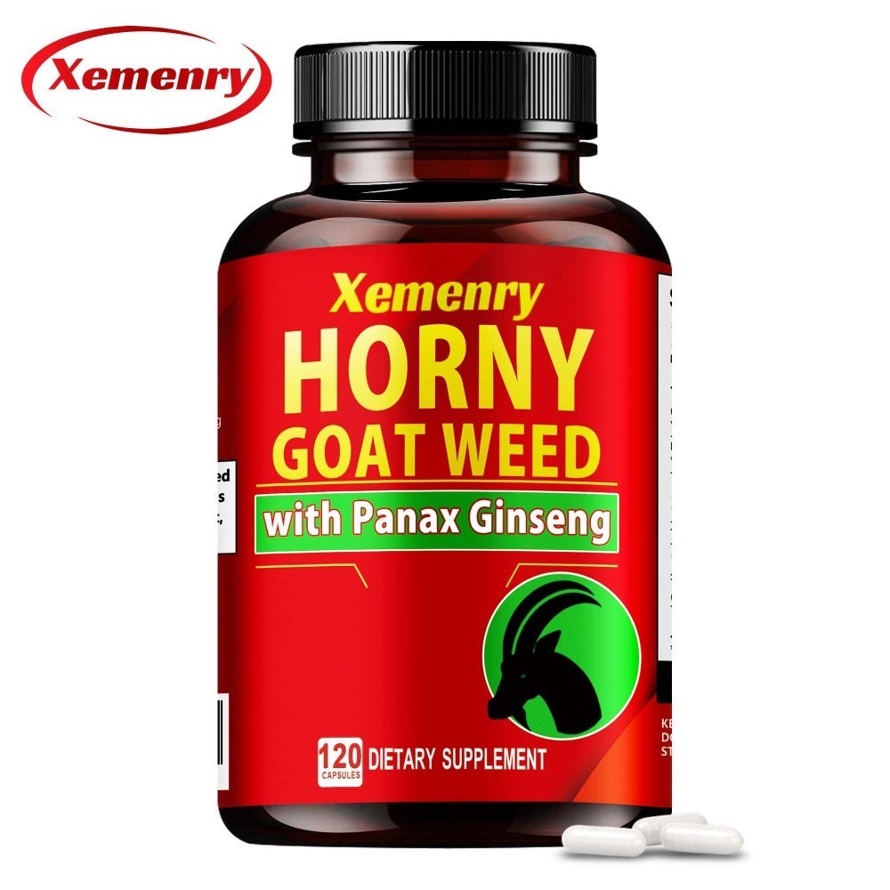 Horny Goat Weed Premium Blended Formula - Replenish Energy, Support Male Vitality & Stamina - 120 Capsules Men's Herbal Supplement