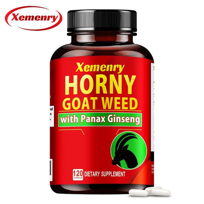 Horny Goat Weed Premium Blended Formula - Replenish Energy, Support Male Vitality & Stamina - 120 Capsules Men's Herbal Supplement