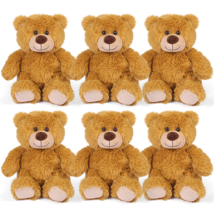 Teddy Bear Stuffed Animals Bulk 6 Pack 8 Inch – Soft Plush Bear Toys for Kids Boys Girls, Party Favors Classroom Prizes Carnival Rewards, Christmas Birthday Baby Shower Gifts, Dark & Light Brown Mixed