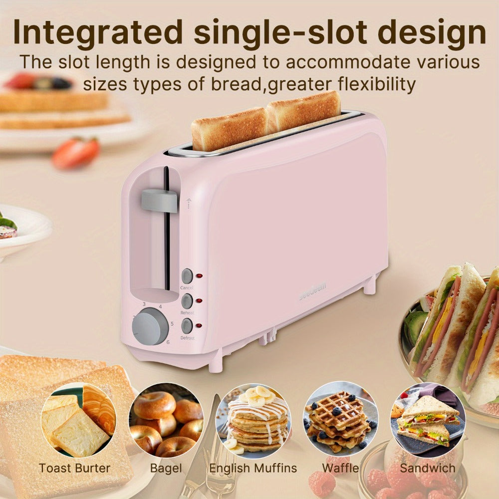 2 Slice Slim Toaster with 6 Shade Settings, Cancel Reheat Defrost Functions, Removable Crumb Tray – Compact 750W Bread Toaster for Kitchen Counter, Fits Bread Waffle Bagel