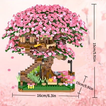 Sakura Cherry Blossom Tree House Building Blocks 1020-2028pcs – DIY Mini Brick Assembly Collectible Display Model, Relaxing Creative Gift for Adults Teens Girls Boys, Birthday Christmas Home Decor