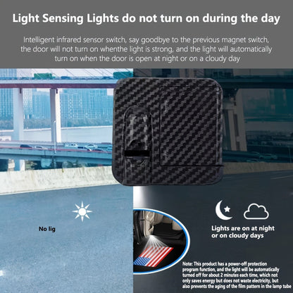 LED Door Projector Lights 4pcs American Flag Logo Wireless Car Door Step Welcome Shadow Light Universal Fit All Car Brands Battery Powered Ground Projection Puddle Lamp