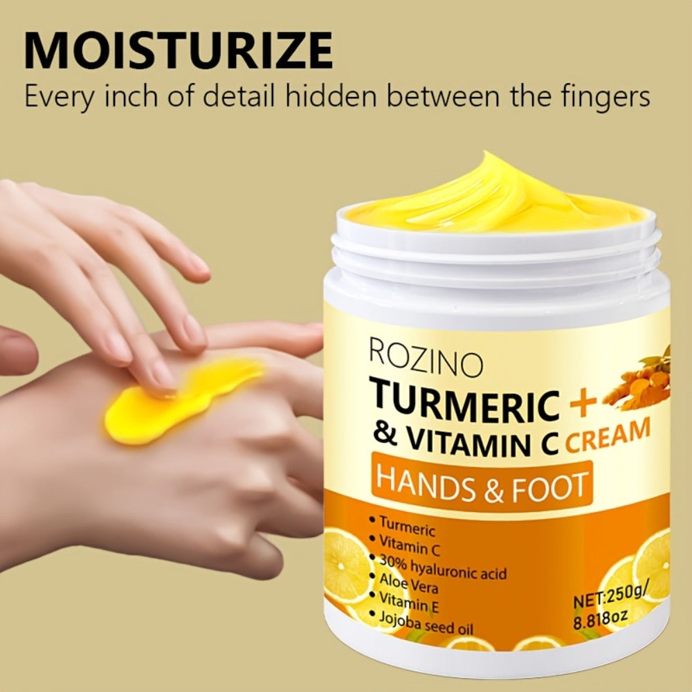 Turmeric Foot & Hand Cream 250g - Anti-Crack Deep Moisturizing Repair for Dry Cracked Heels, Elbows, Ankles & Knees, Intensive Hydrating Skin Care with Turmeric Extract