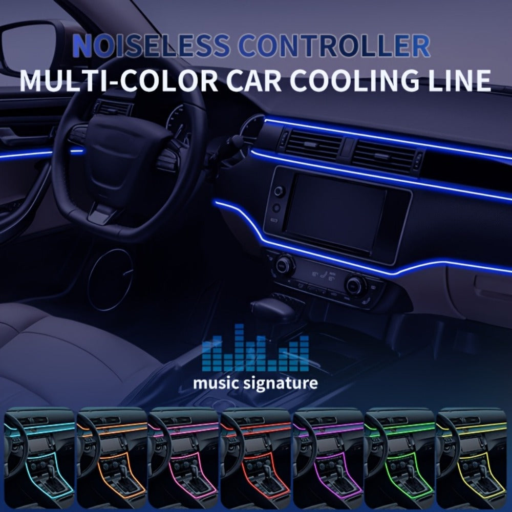 RGB Car Interior LED Strip Lights 16 Million Colors App & Remote Control Music Sync Fiber Optic Ambient Light Bar USB 5V for Car Dashboard Door Decoration, 196" & 5-in-1 Kit Options