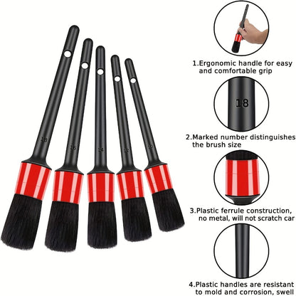 Car Wash Brush Kit with 69" Long Handle - 8-Piece Set with Tire Brush, Squeegee, Chenille Mitt, Detailing Brush & Microfiber Towel for Car, Truck, SUV & RV