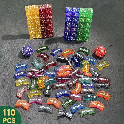 MTG Counter Dice Set 110pcs – 12mm 6-Sided +1/-1 Token Dice D20 & Keyword Counters Tokens for Magic the Gathering TCG Card Game Accessories Gift