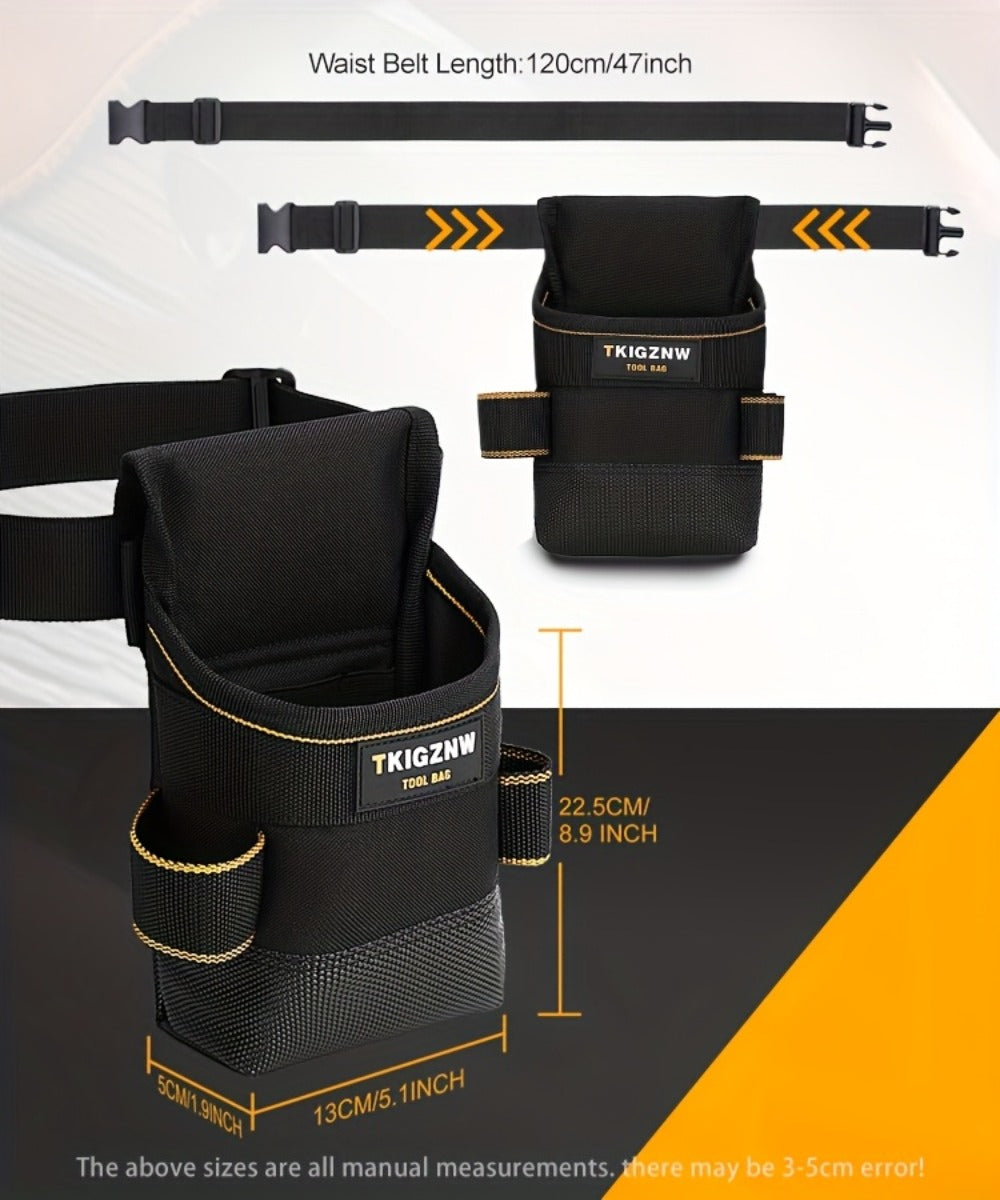 Tool Belt Pouch Heavy Duty Electrician | Adjustable Strap Multi-Compartment Organizer with Zipper | Professional Tool Bag for Plumbers Mechanics Electricians Equipment Storage