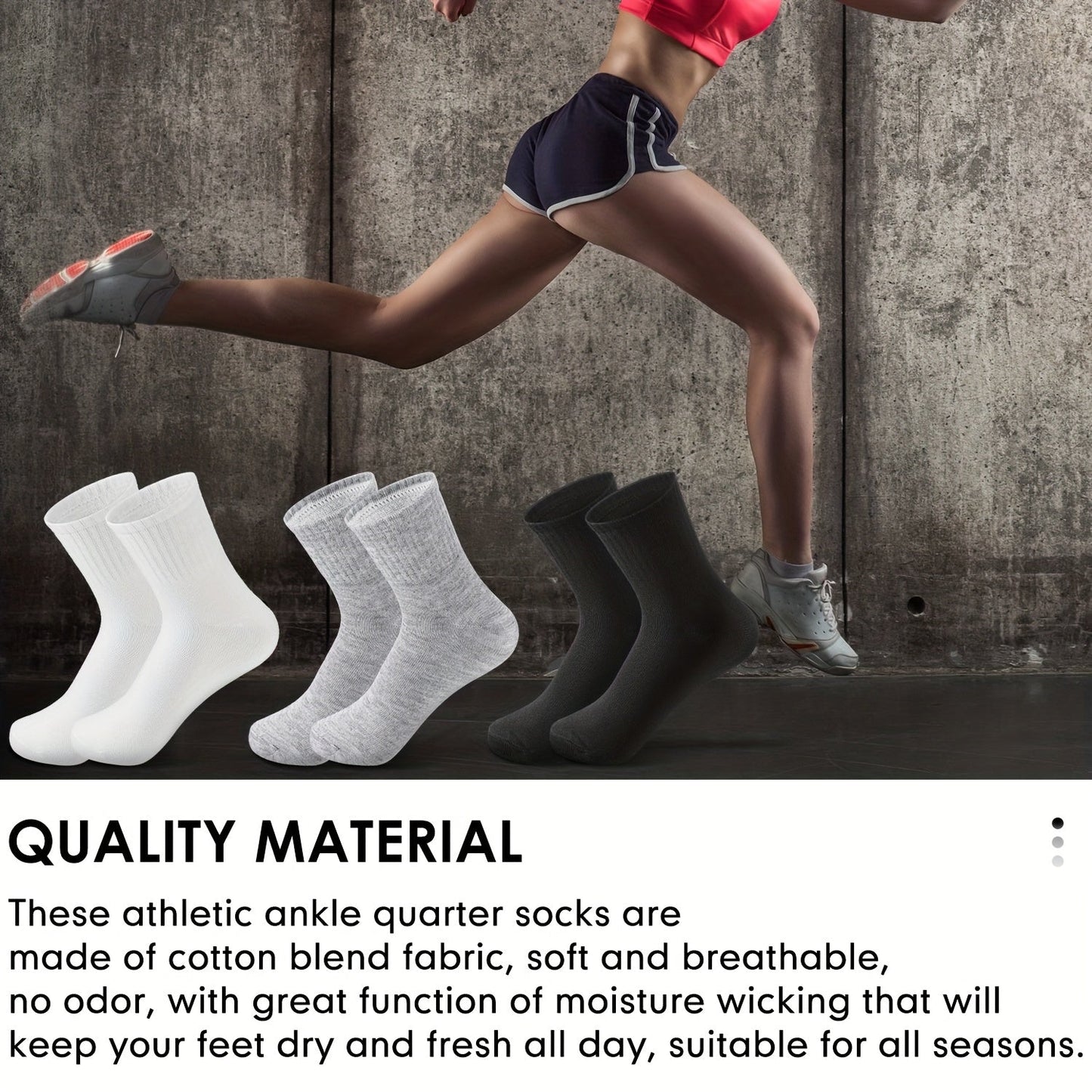 Bulk Moisture-Wicking Ankle Socks 100 Pairs Unisex Men Women Casual Sports Gym Socks Black White Gray One Size Fits Most