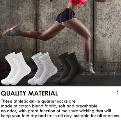 Bulk Moisture-Wicking Ankle Socks 100 Pairs Unisex Men Women Casual Sports Gym Socks Black White Gray One Size Fits Most