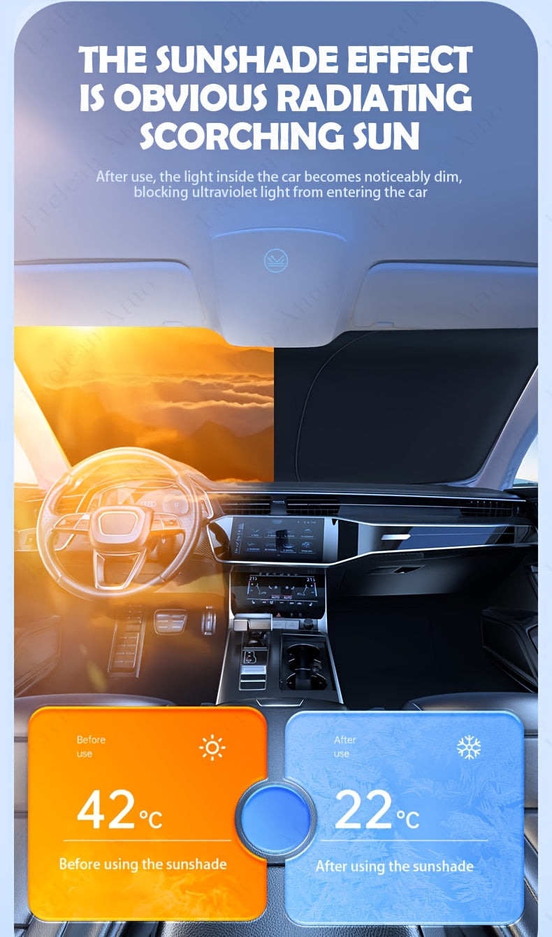 Car Shade Front Windshield | Windshield Dash Protector for Maximum UV Rays And Sun Heat Protection | Sun Visor Car Interior Accessory for Cooler Interior | Larg