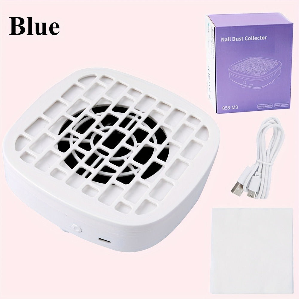 Nail Dust Collector Desktop USB Electric Nail Vacuum Fan Powerful Suction Powder Removal Machine with Filter for Manicure Nail Drill Salon Home Use White Pink Blue Purple