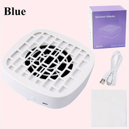 Nail Dust Collector Desktop USB Electric Nail Vacuum Fan Powerful Suction Powder Removal Machine with Filter for Manicure Nail Drill Salon Home Use White Pink Blue Purple