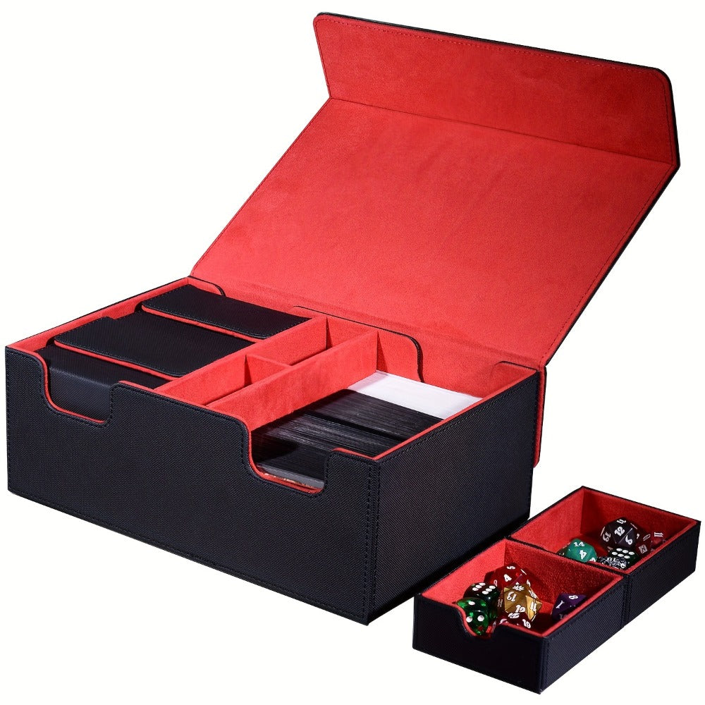 Magnetic Deck Box 600+ Cards High Capacity MTG Card Storage Case 4 Deck Slots with 2 Dice Tray TCG YuGiOh Trading Card Organizer Multiple Colors