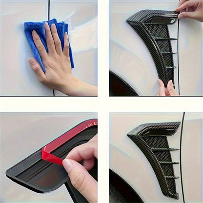 Car Shark Gill Fender Vents - Matte Black TPU Self-Adhesive Side Vent Stickers, Anti-Collision Exterior Styling Decoration for Sedans, Trucks & SUVs, Aggressive Sport Look Upgrade (2-Piece Set)
