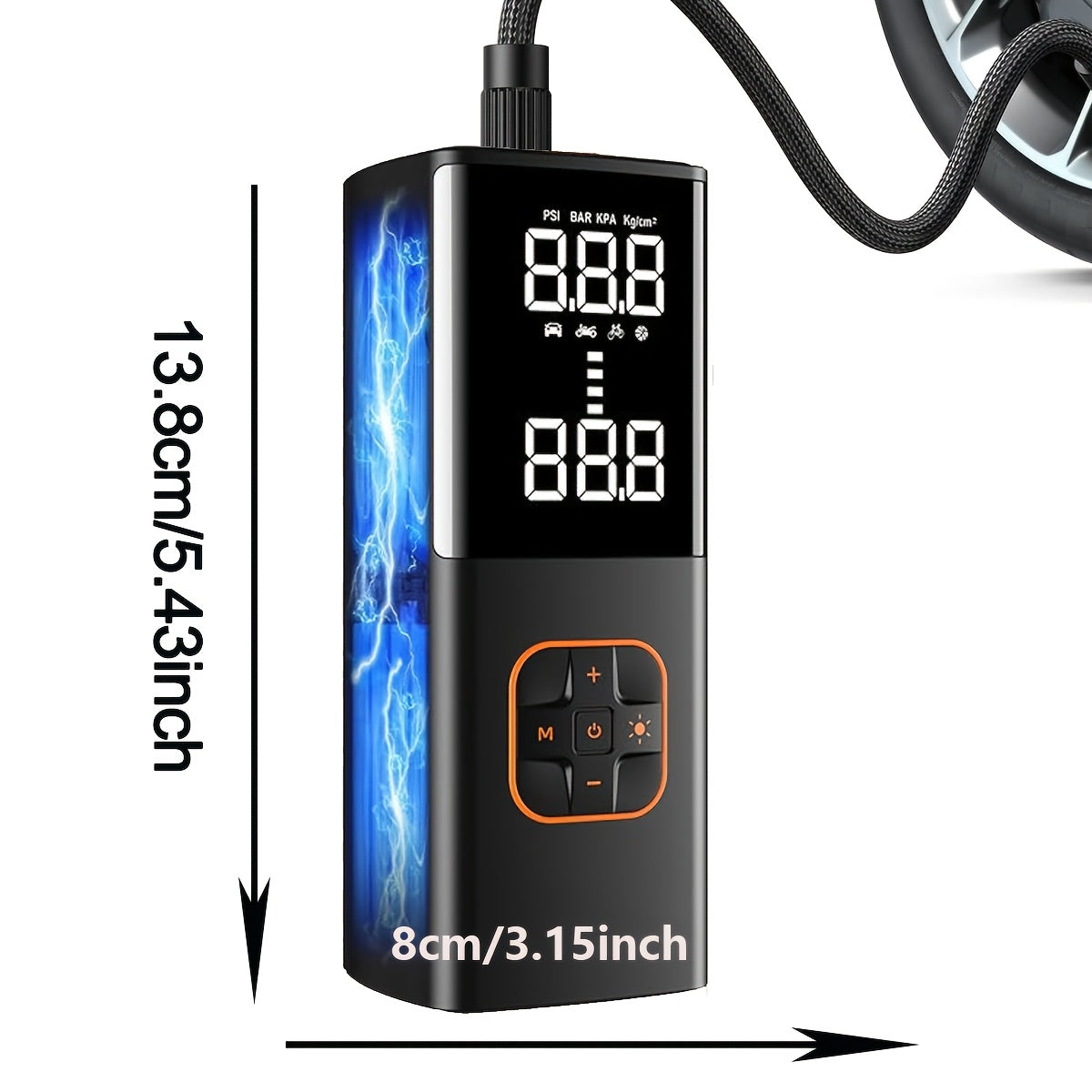 Portable Tire Inflator with Digital Pressure Gauge, Car Tire Pump, 2026 New Model, 180PSI, Rechargeable Battery, LED Light, Cordless Air Pump, Wireless Bicycle Tire Pump, Suitable for Cars, Motorcycles, Bicycles, Balls, Etc.