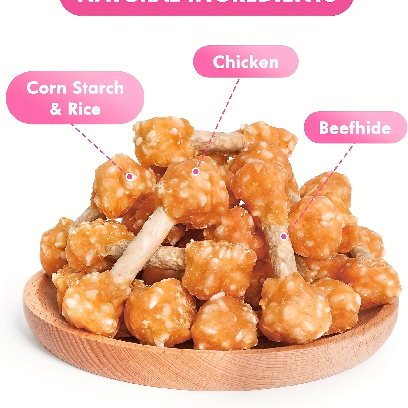 Chicken Dog Training Treats Dumbbell Shape – Natural High Protein Reward Snacks for Small Medium Large Dogs, Rice & Chicken Flavor, Long-Lasting Chew