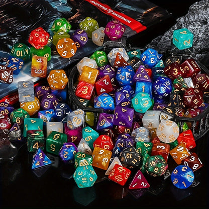DND Polyhedral Dice Set 141pcs – 20 Complete 7-Die Sets for D&D RPG Tabletop Games, Includes Velvet Bag, Acrylic Multi-Color Dice for Dungeons and Dragons, MTG, Pathfinder