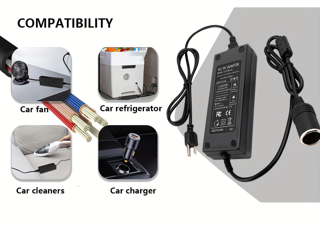 Ac to Dc 110V to 12V Converter, 8A 96W, Car Power Plug Adapter to Wall Plug, 12 Volt Power Supply Adapter for Car Tire Inflator, Compressor, Car Refrigerator, Car Vacuum, Cooler