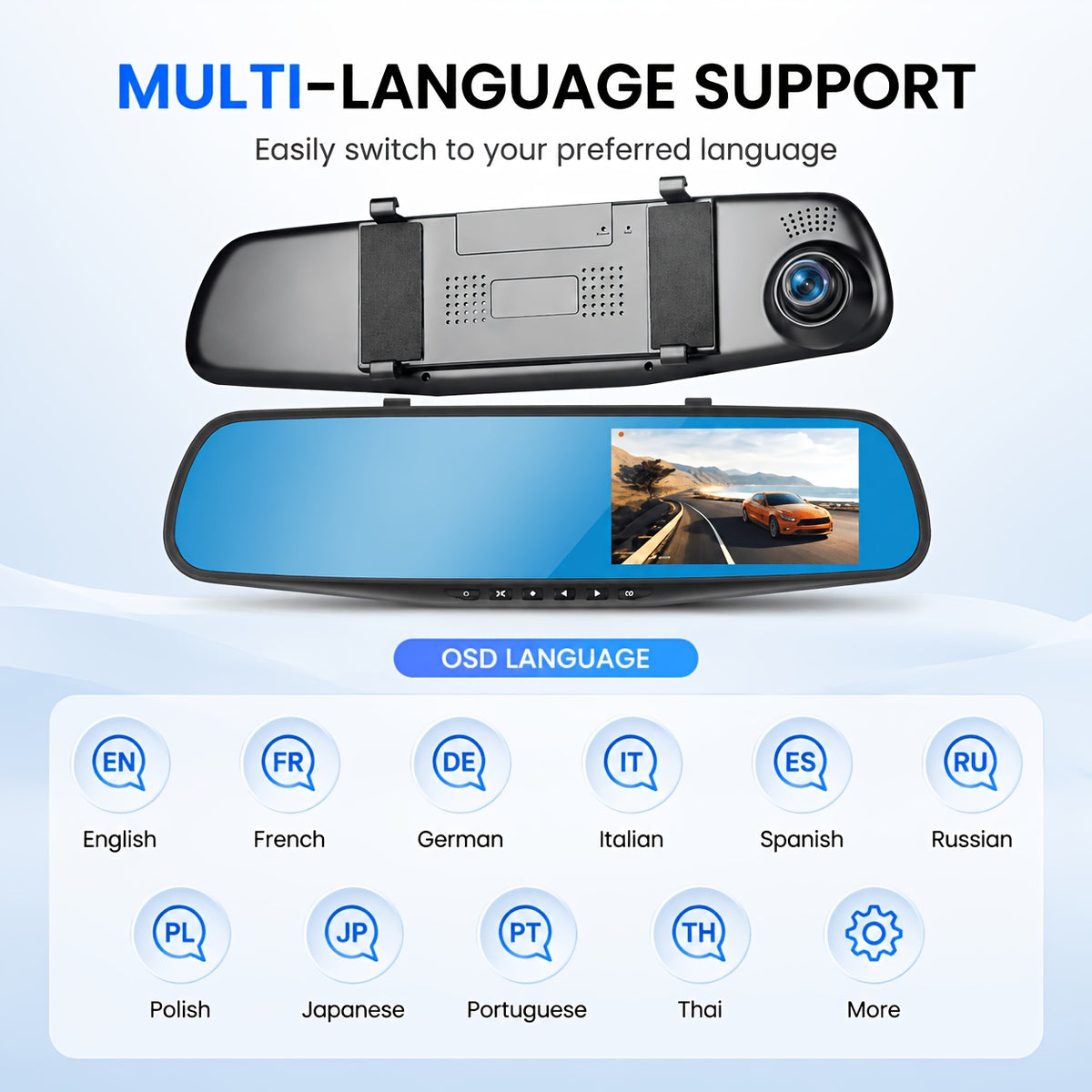 1080P Full HD Dual Lens Car Camera, Front & Rear Interior Cam With Night Vision, 24H Parking Mode, WDR, G-Sensor, Motion Detection, Magnetic Mount, Push Button Control, Smartphone Compatible, Support No Card/32g Card/64g Card Optional