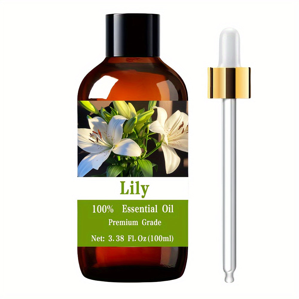 Lily Essential Oil 100ml – Pure Therapeutic Grade Floral Oil for Aromatherapy, Skin Care, Hair Care, Nail Care, Body Massage & Relaxation, Calming Scent Gift for Women