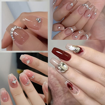 Nail Rhinestone Adhesive Gel 2pcs 0.34oz Clear Sticky Glue for 3D Nail Art Gems Charms Crystals Drill Jewelry - Long Lasting Precision Tip Nail Decoration Glue for Women DIY Home Salon