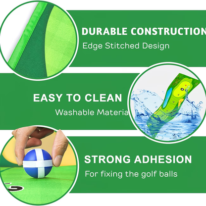 Golf Chipping Game Mat Set for Adults - Indoor Outdoor Golf Game Equipment with 12 Sticky Balls, 4 Ground Stakes, Score Card & 2 Storage Bags, Fun Golf Game for Home Backyard Office