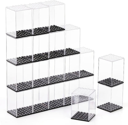 Minifigure Display Case 20-Pack – Clear Acrylic Stackable Storage Boxes for LEGO Figures, Action Figures & Collectibles | Dustproof 360° Showcase, 2.68×1.89×1.89 in
