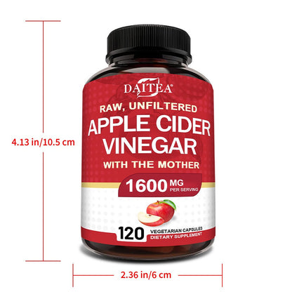 Apple Cider Vinegar Capsules 1600mg with Vitamin & Mineral Blend – Digestion, Weight Management & Energy Supplement 120 Capsules 60-Day Supply for Women & Men | 1, 2 or 3 Bottle Options
